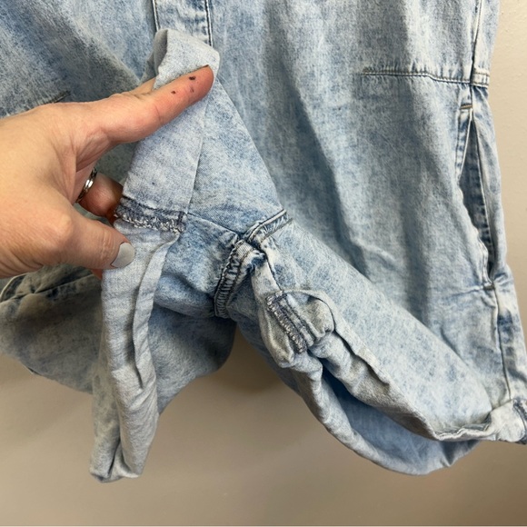 Free People We The Free Womens S Denim Romper Cotton Pockets Snap Buttons Boho - Picture 7 of 14